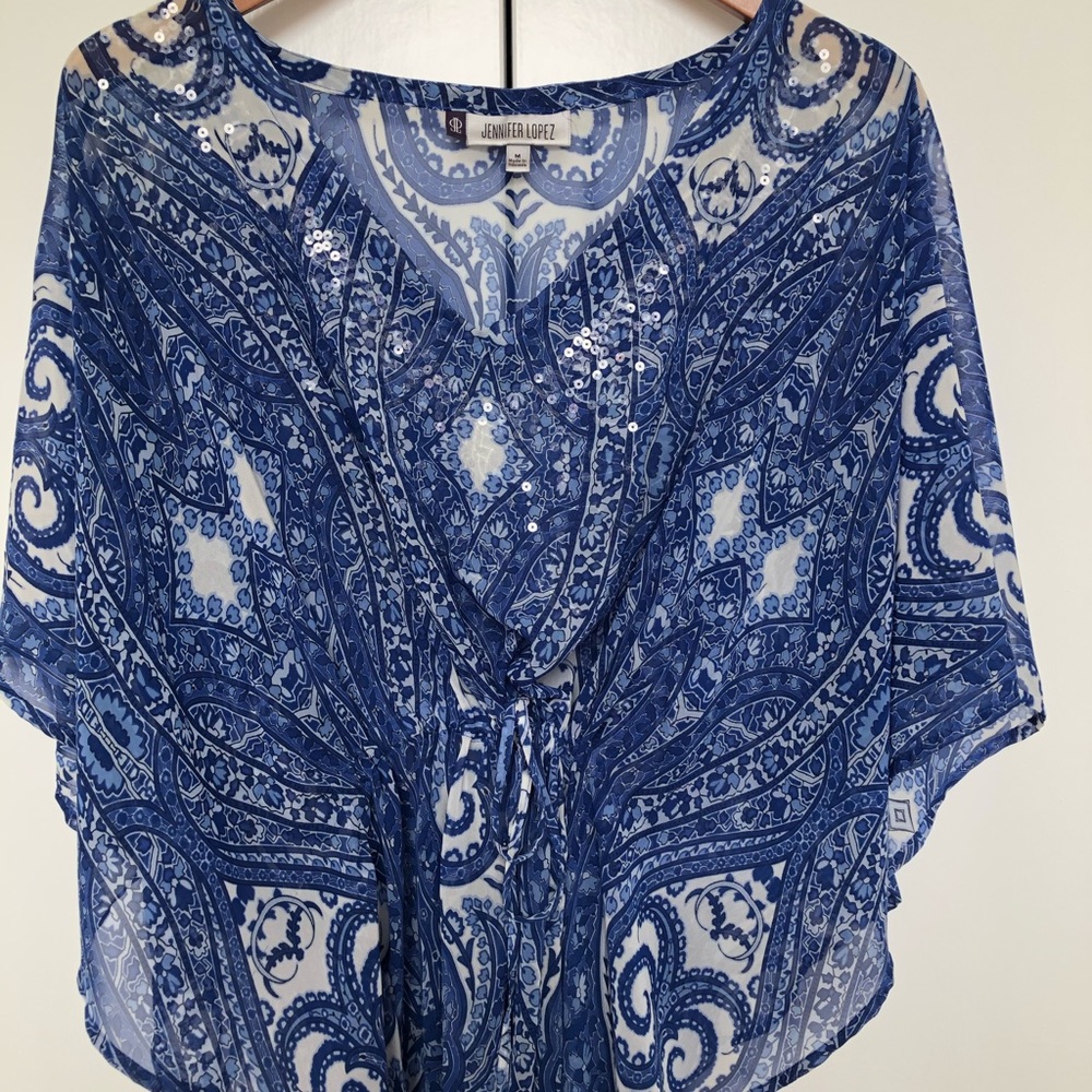 Jennifer Lopez draw string waist blouse